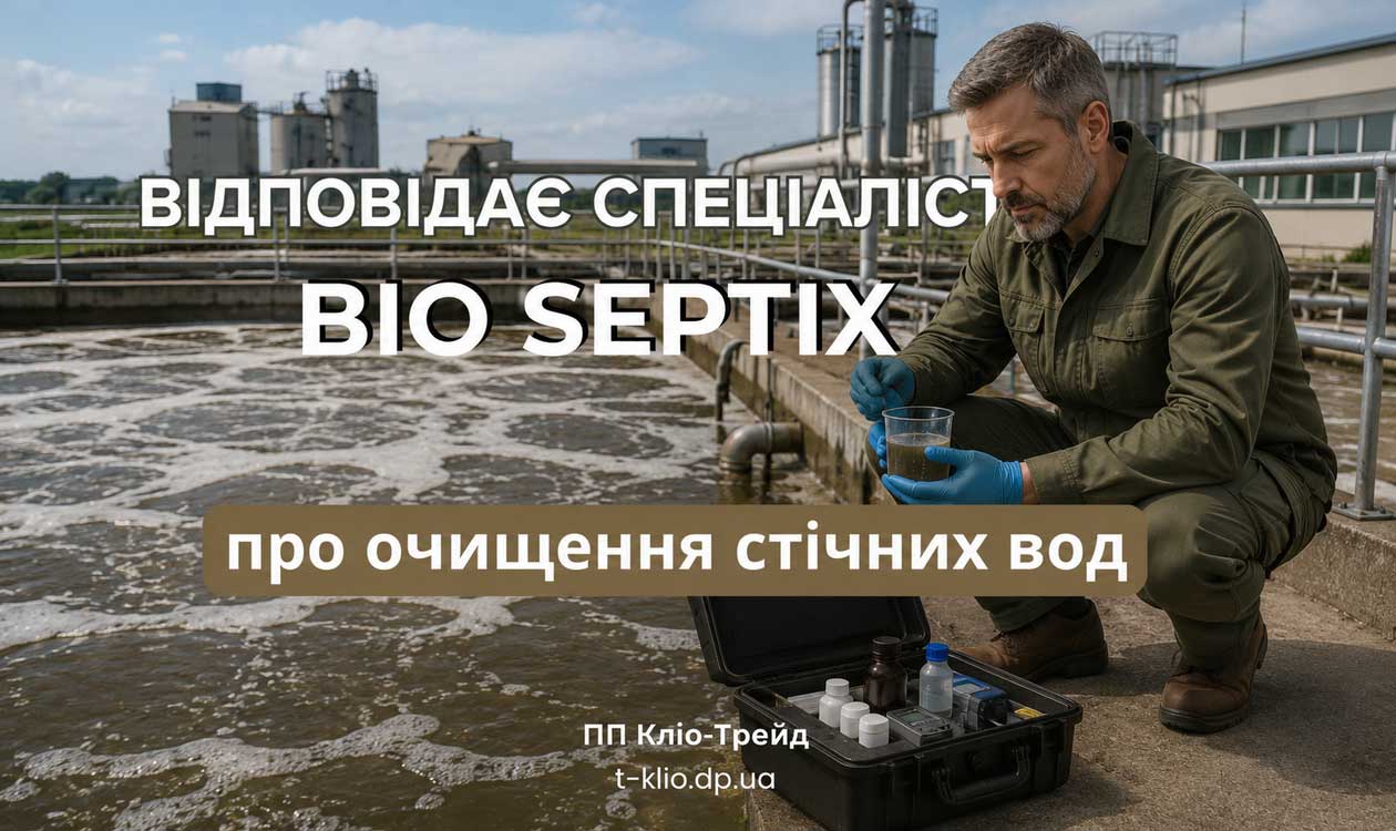 Спеціаліст Bio Septix відбирає проби для лабораторного дослідження показників стічних вод після застосування біопрепаратів.